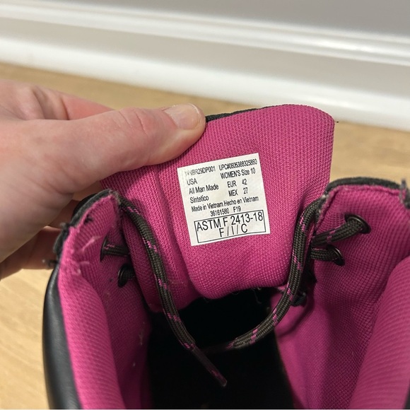 Brahma Women's Bevel Black Pink Steel Toe Work Lace Up Boots Size 10 - Picture 7 of 7